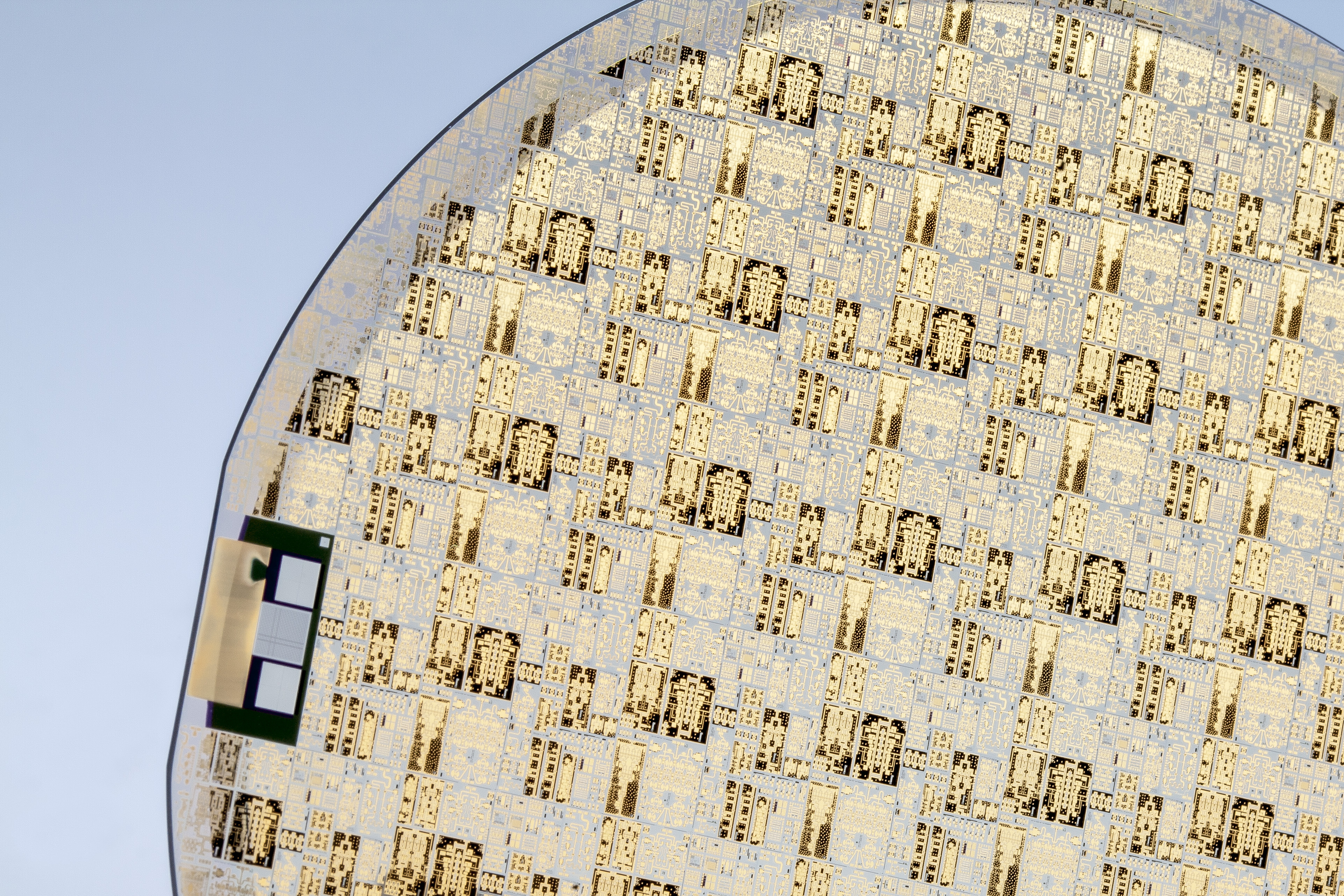 Processed GaN on SiC wafer.